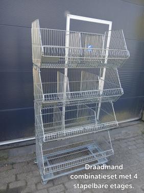 Draadmand, stelling, vakkenkast, winkeldisplay voor magazijn of garage.