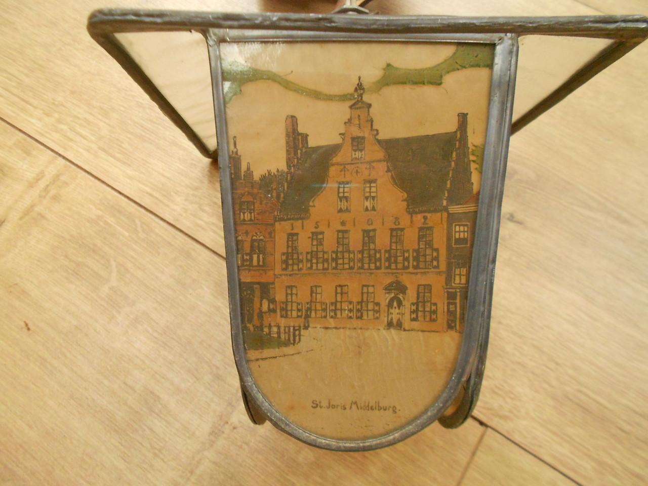 Glas in lood hang lamp lantaarn Middelburg st joris, lange jan, stadhuis