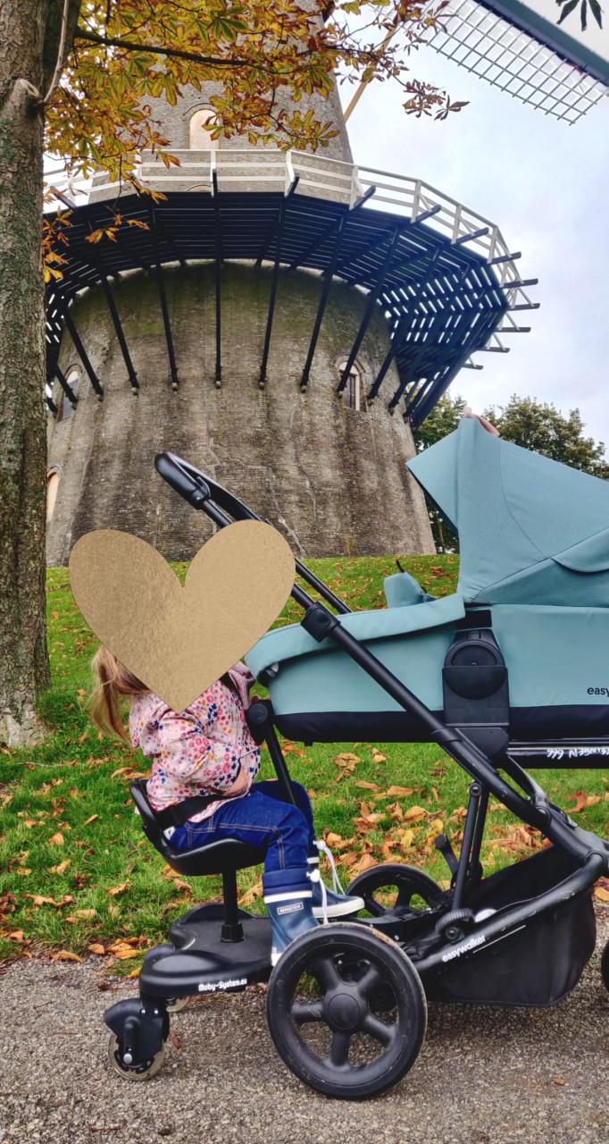 Meerijdplankje met zitje voor achter kinderwagen