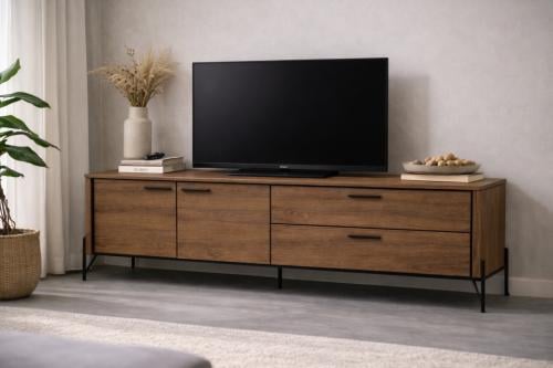 Calente dressoir + lowboard – walnootkleur (Poortvliet)