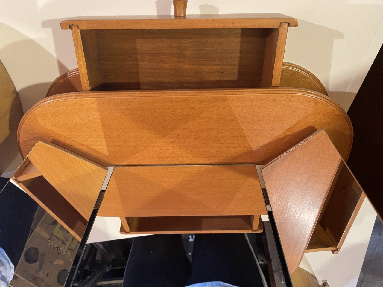 Vintage houten kapspiegel