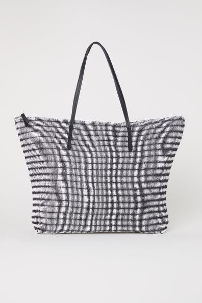 H&M strooien tas shopper zwart-wit - NIEUW