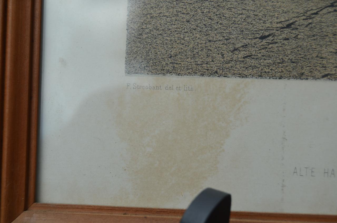 Belgische lithografische prenten van gebouwen (2)