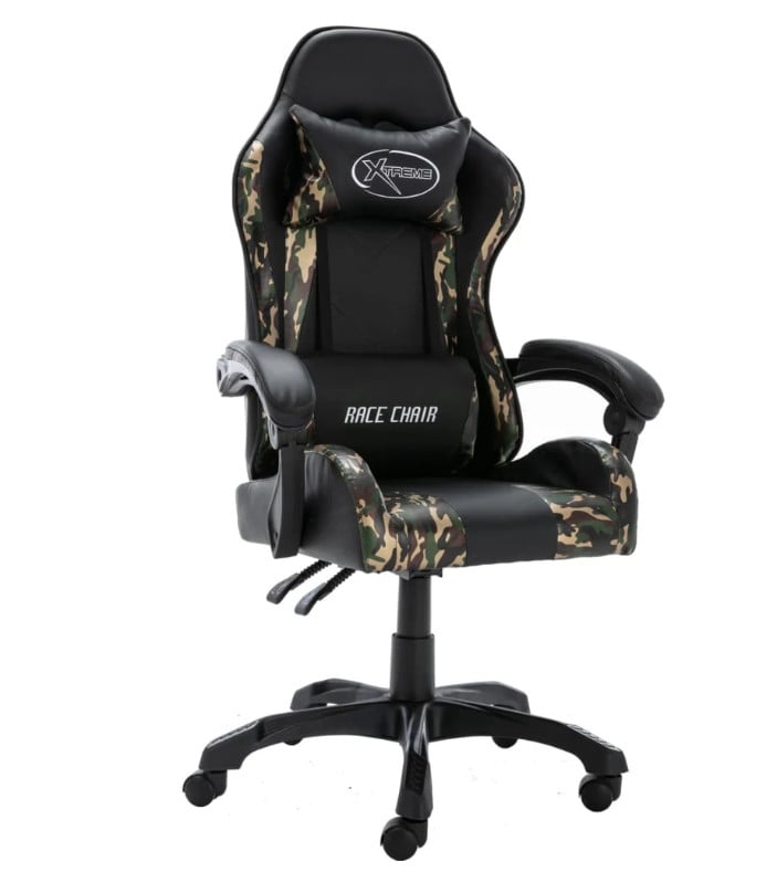 Game Racestoel kunstleer zwart en camouflage casaXL