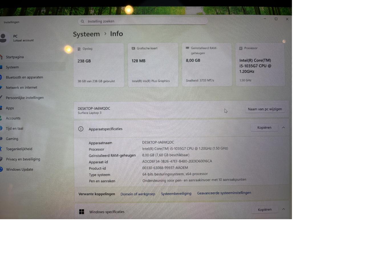 Microsoft Surface laptop 3; WIN 11 pro, touchscreen en 1 jaar garantie