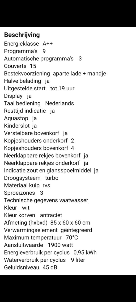 Inventum Vaatwasser