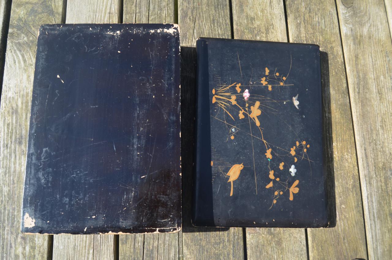 Grote laque doos met gebreken, mogelijk Chinees.