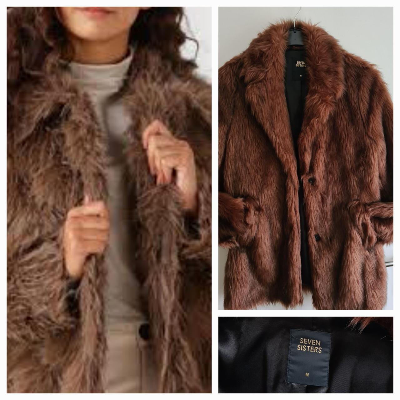 Seven Sisters/ The Sting bordeaux/ roest bruine fake fur bontjas  Maat M