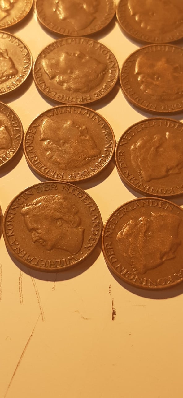 Wilhelmina centen 1948--56 stuks