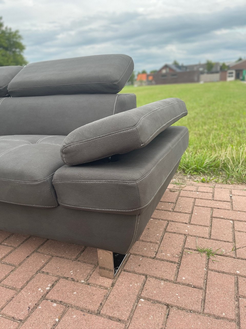 GRATIS LEVERING HEEL NL Grijs Stoffen Hoekbank met Storage Box