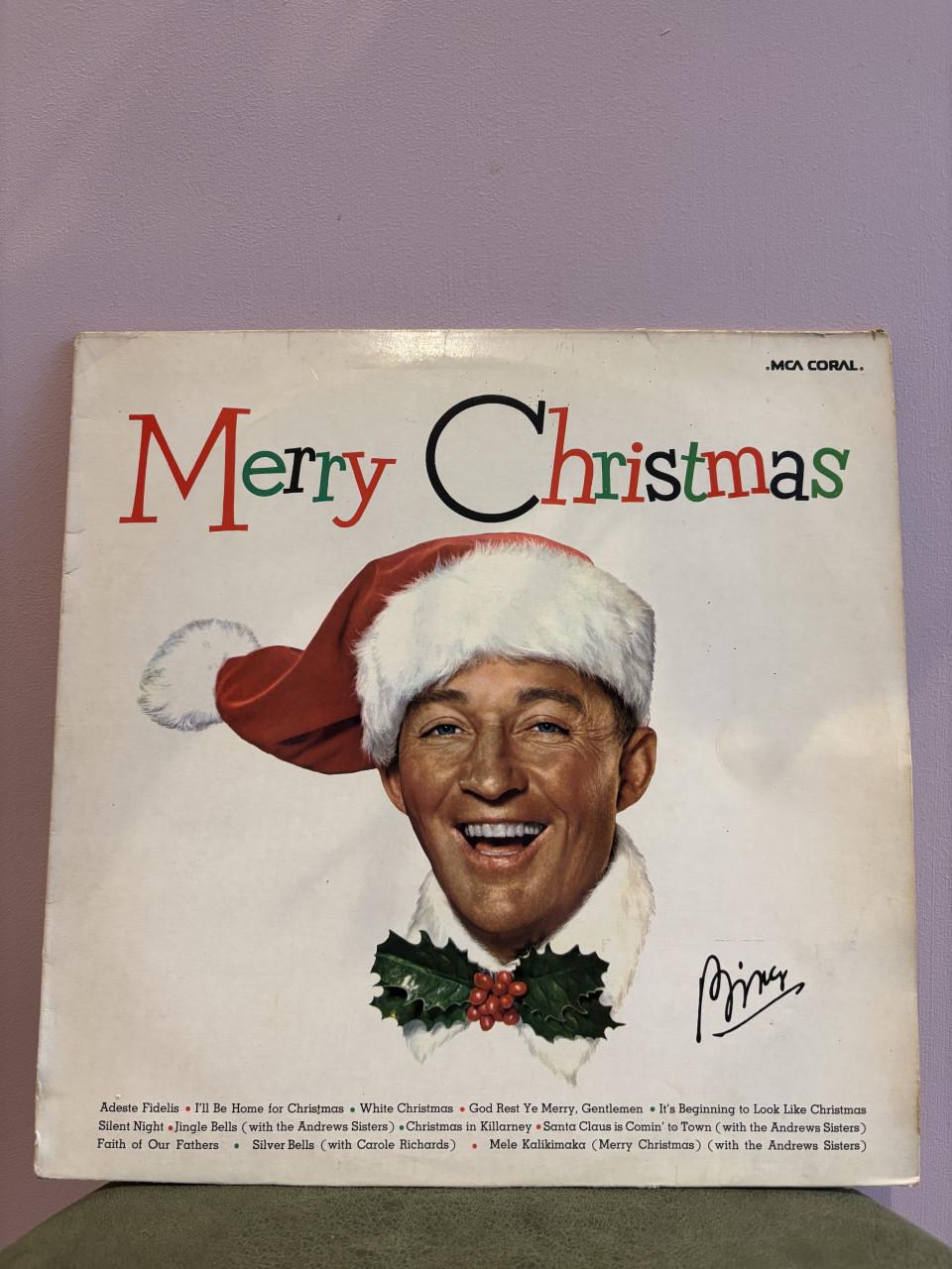 Vintage LP van Bing Crosby's klassieke kerstalbum 'Merry Christmas