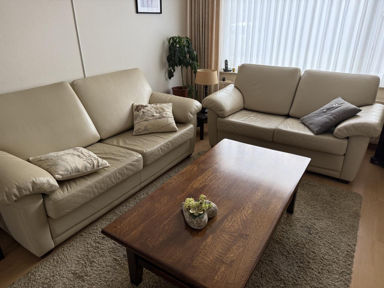 2,5 en 2 zits Leder Banken Crème