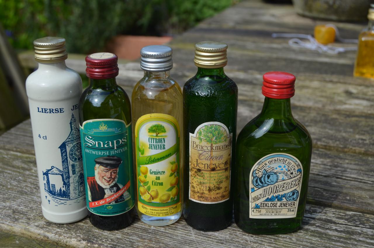 Diverse miniatuur flesjes meest Belgische jenever (5)