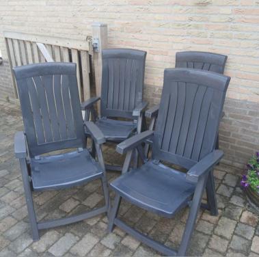 4 Grijze tuinstoelen van Jardin