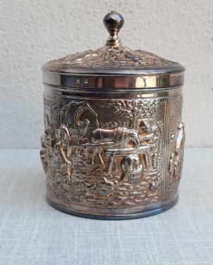 Theedoosje, verzilverd, uitgave Douwe Egberts