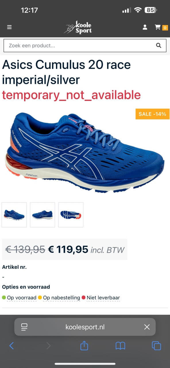 Asics gel cumulus 20 nieuwe hardloopschoenen maat 42,5