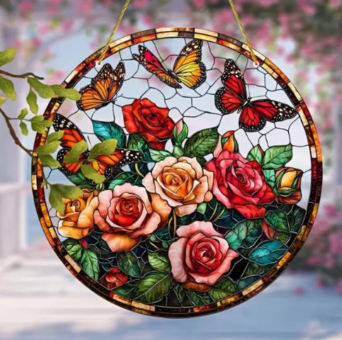 Raamhanger Rozen met Vlinders