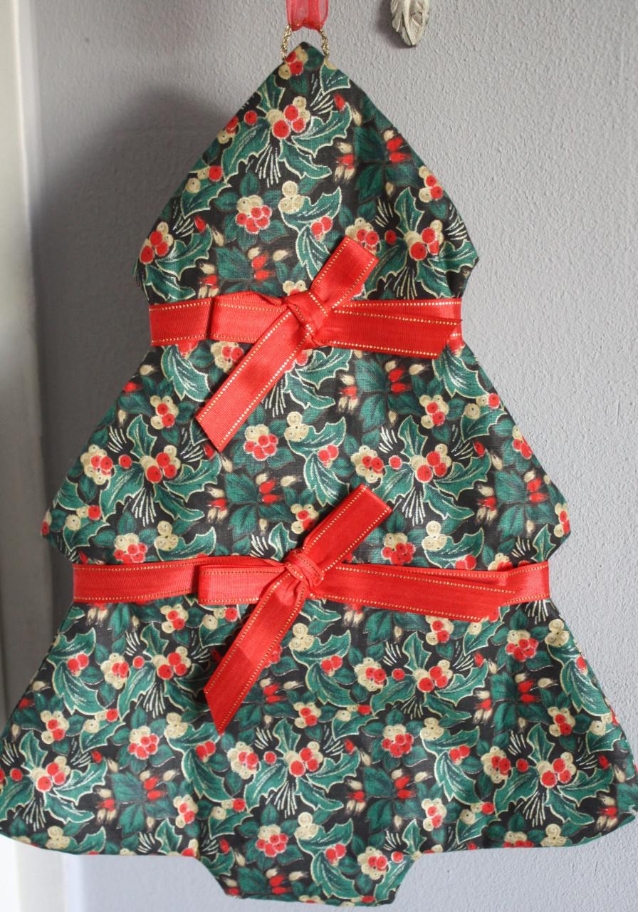 Vintage stoffen kerstboomnager