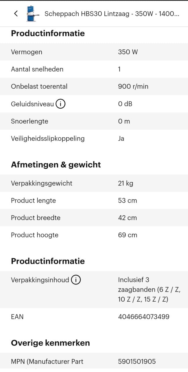 Scheppach HBS30 Lintzaag - 350W - 1400mm