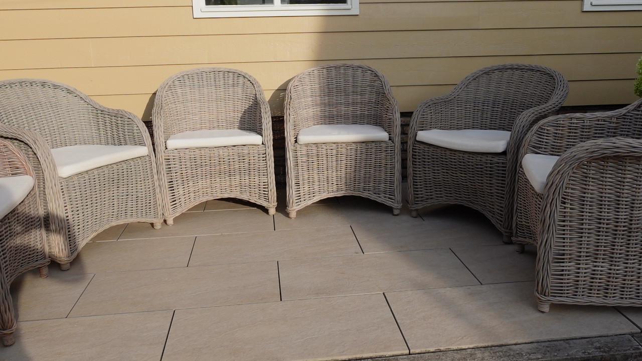 6 rotan stoelen kleur bruin/grijs