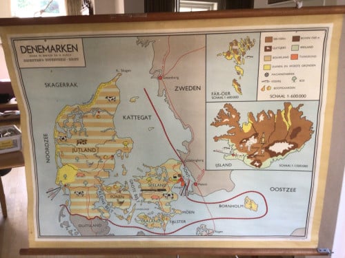 Vintage landkaart Denemarken