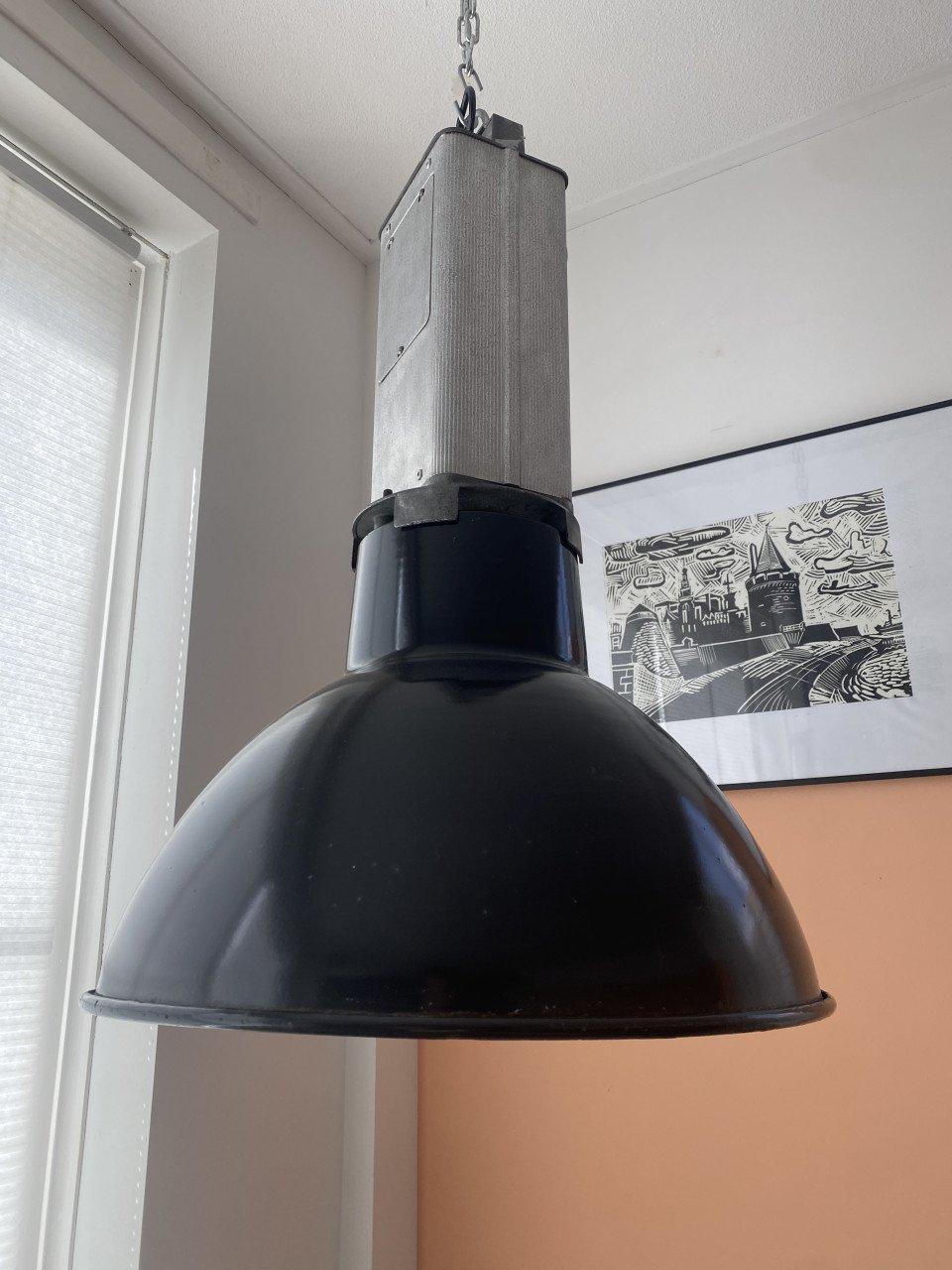 Antieke brocante industriële vintage fabriekslamp