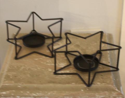 Set van 2 zwarte theelichtjes ster vorm