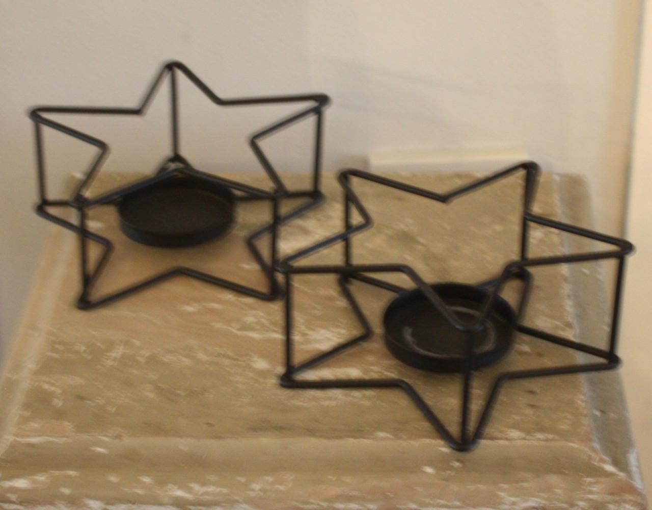 Set van 2 zwarte theelichtjes ster vorm