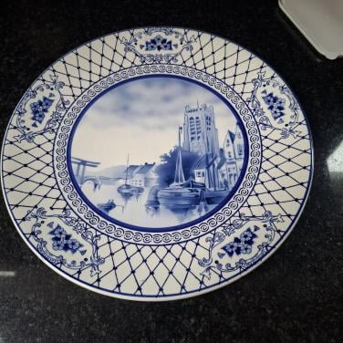 Delftsblauw wandbord ca 30cm diameter