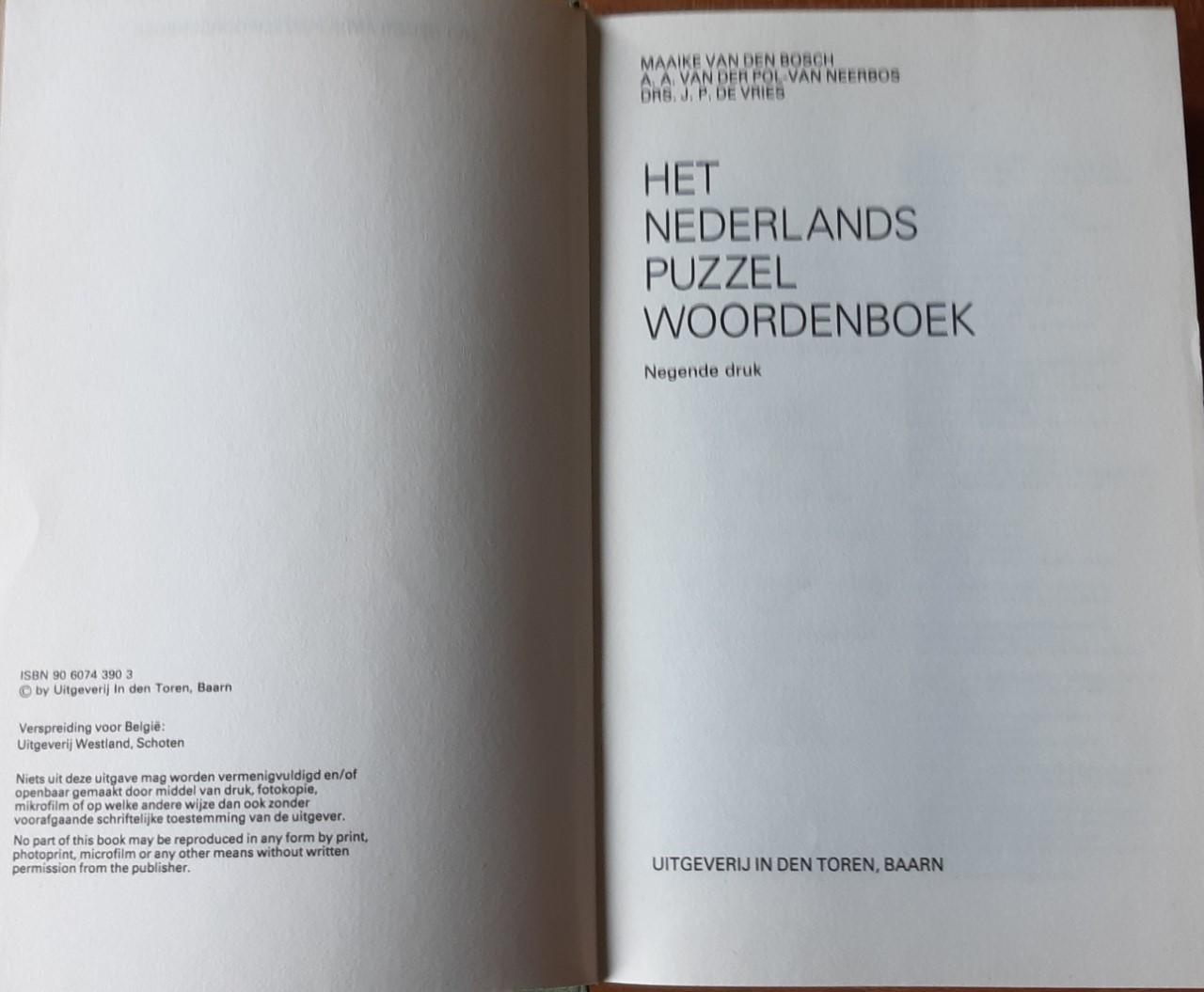 Het Nederlands puzzel woordenboek