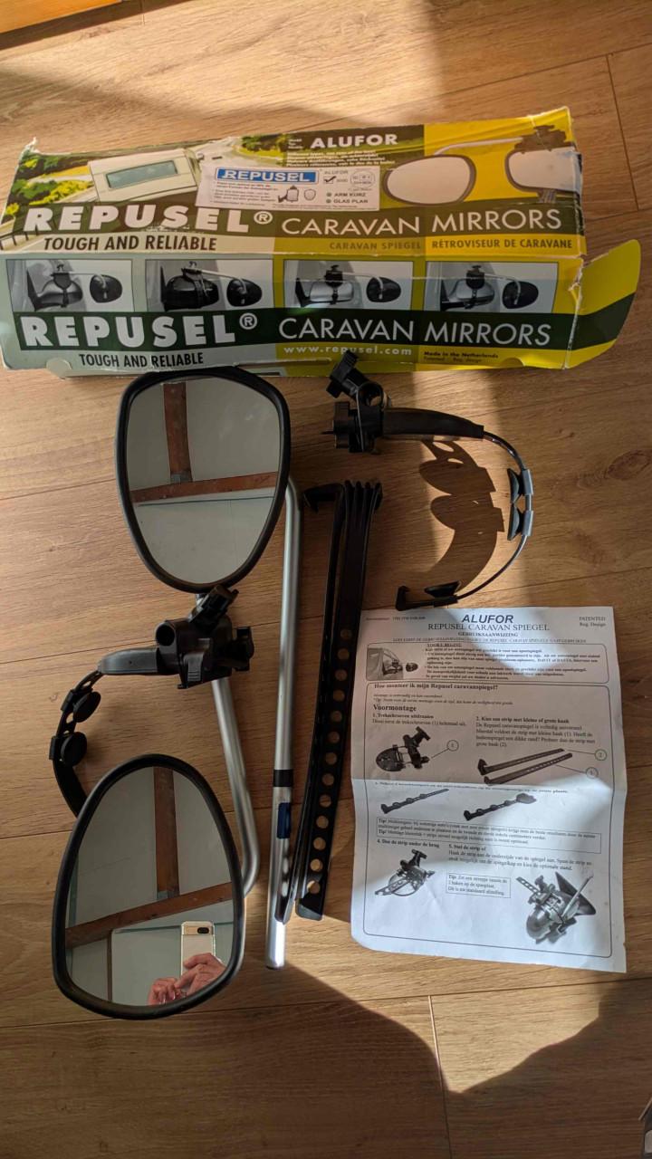 Opzetspiegel (2x) caravan lange arm en korte arm (Rupel)
