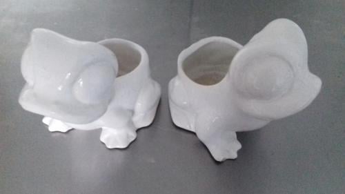 2 vintage kikker bloempotjes