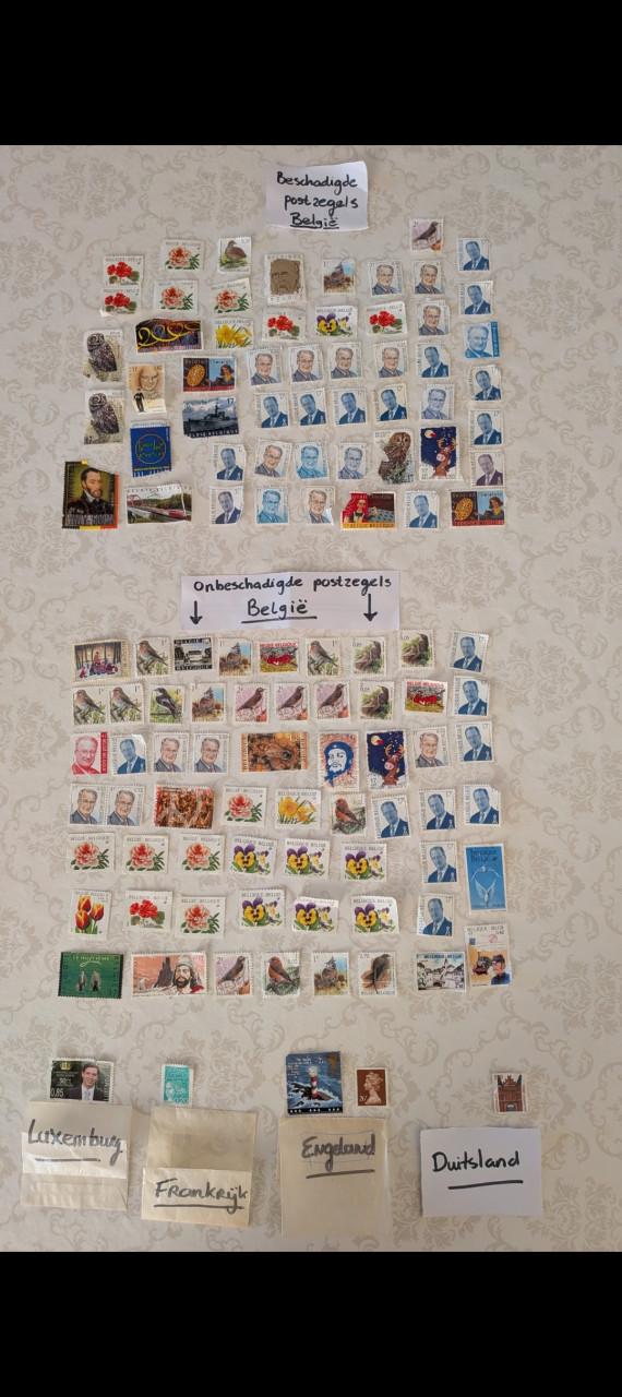 Partij postzegels België (vogels/bloemen), Luxemburg, FR, DE, UK In 1 koop