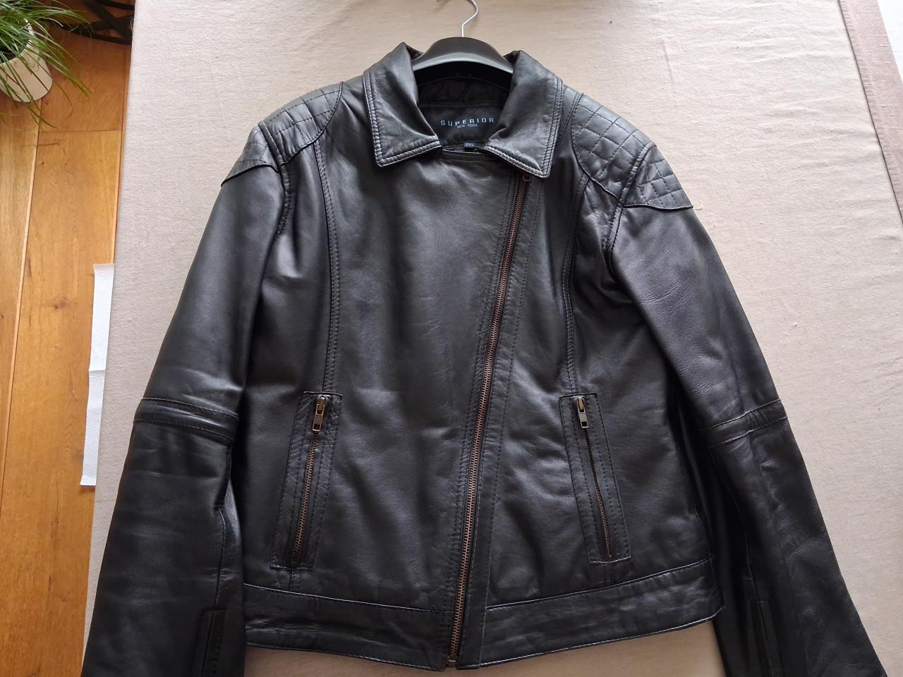 Zwart leren dames bikerjack