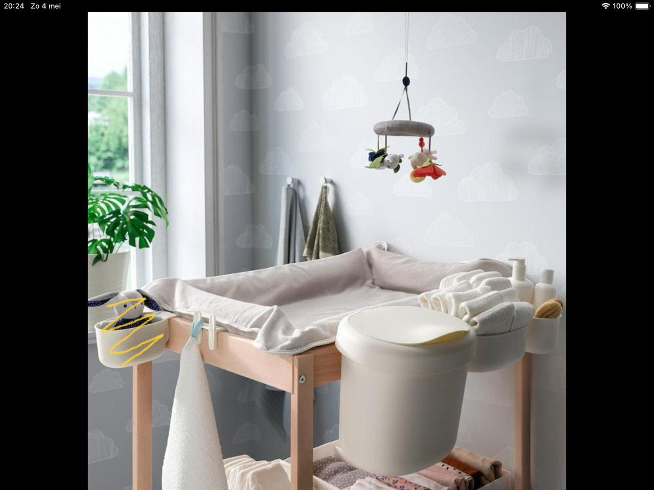 Ikea Commode Set: Mandjes Emmer, Kussen, Potje, Slab, Thermometer, Haken