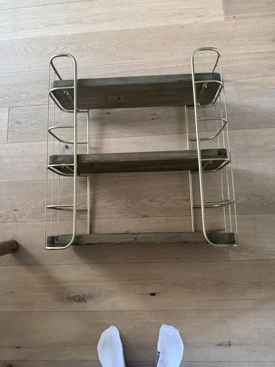 Wand bakkers rek goudkleurig 3 planken