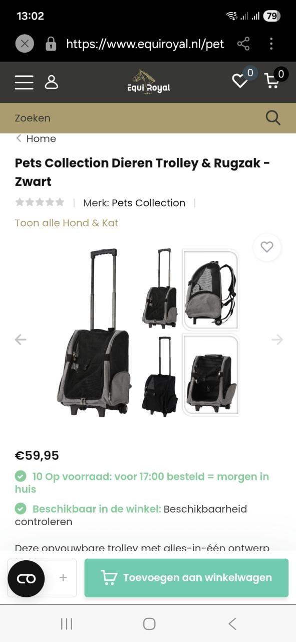 Honden trolly/rugtas