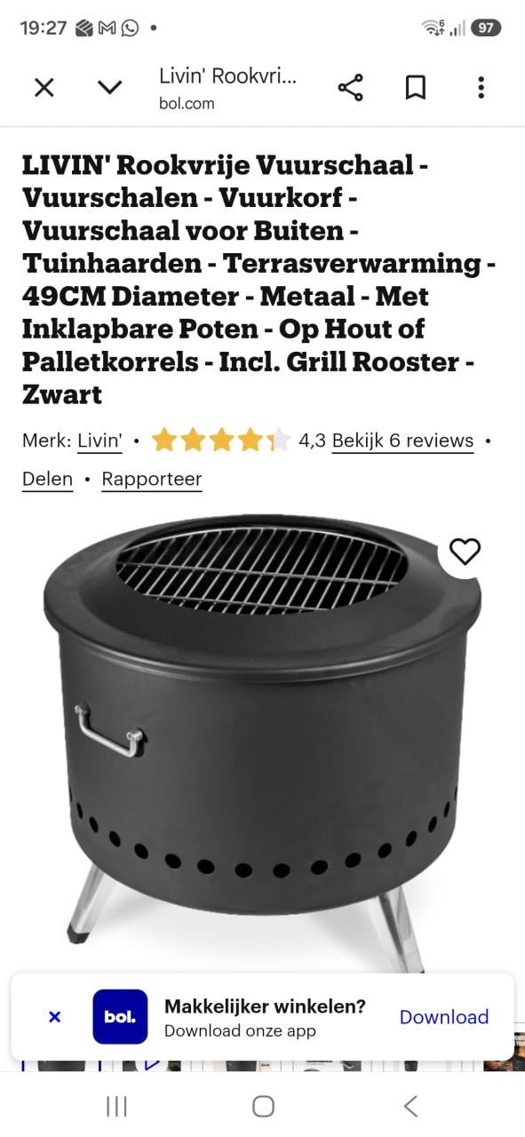 Rookvrije barbecue / vuurkorf