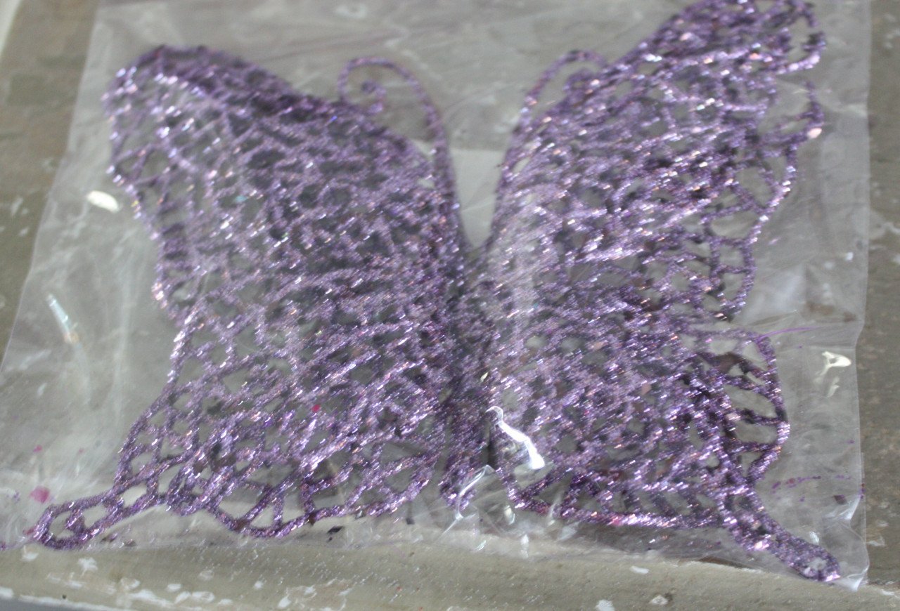 Set van  3paars glitter  vlinders op knijper