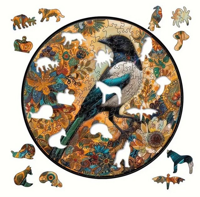 Houten puzzel - LARGE - ( speciale dieren stukjes ) ekster