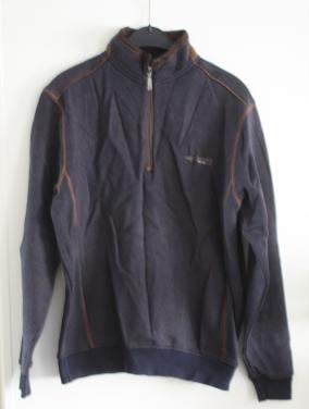 Trui blauw met bruine stiksels maat  L