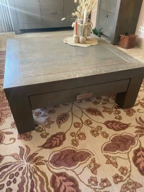 Robuuste salontafel massief hout, 100x100x40cm