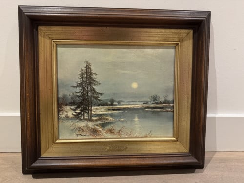 Schilderij Hollands winterlandschap te koop inclusief lijst