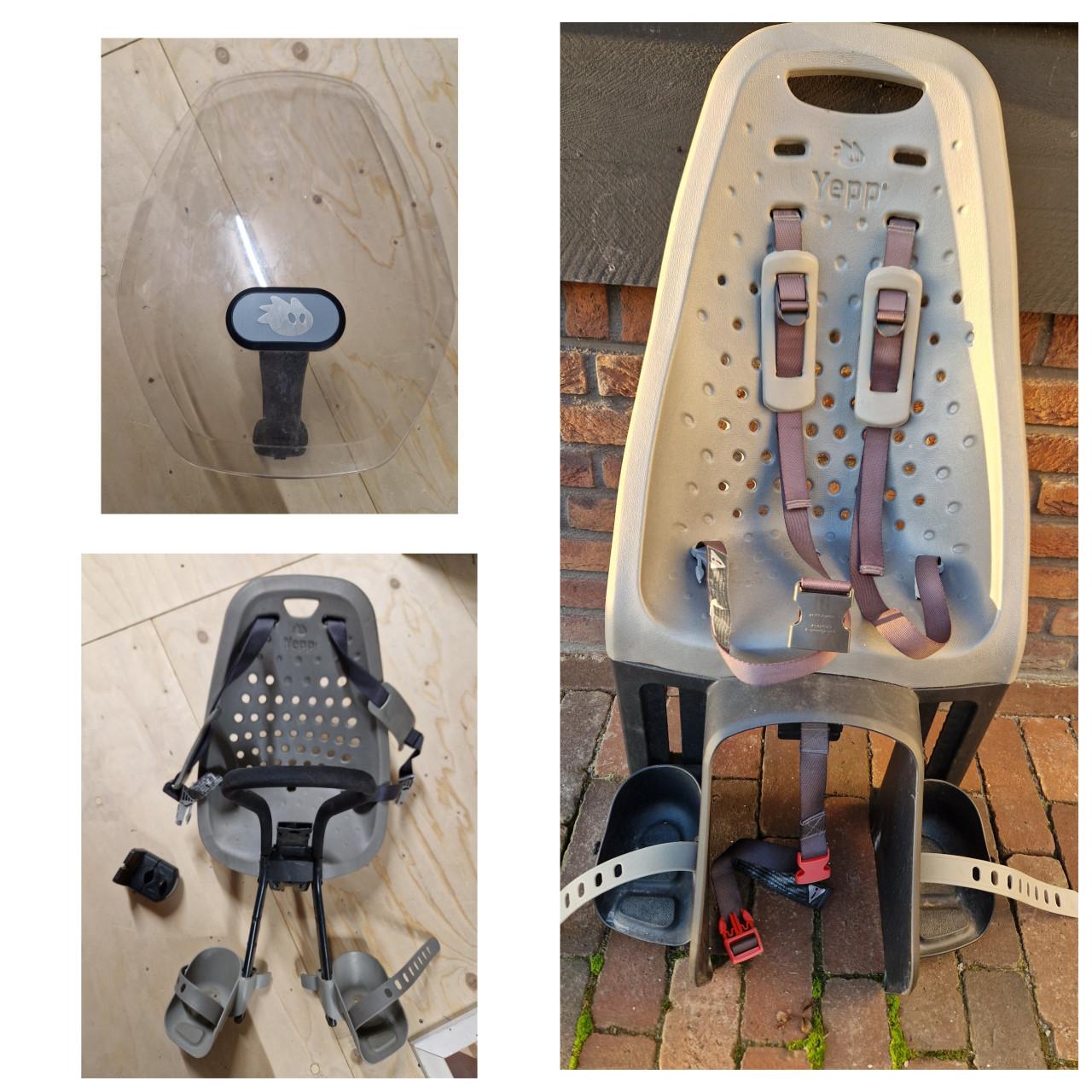 Fietsstoeltje voor en achter + windscherm