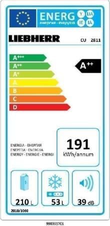 Liebherr A++ koel vries combinatie koelkast vriezer 161x55x60 cm.