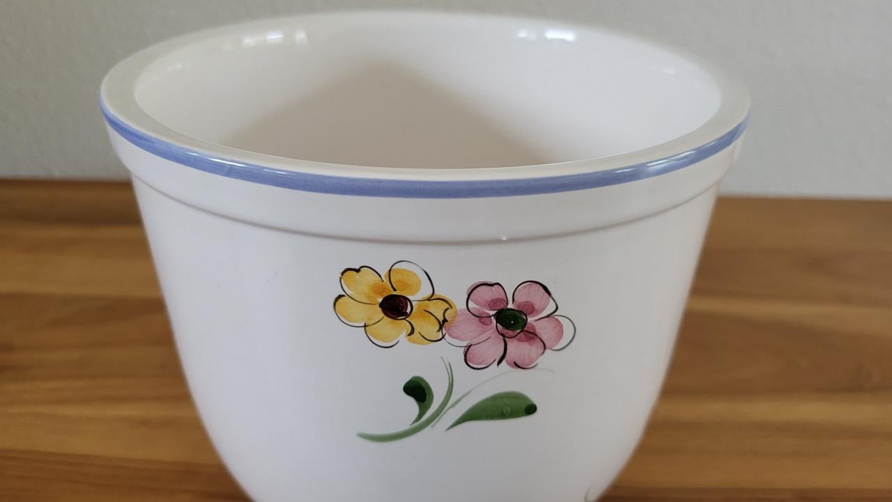 Bloempot keramiek wit / bloemen