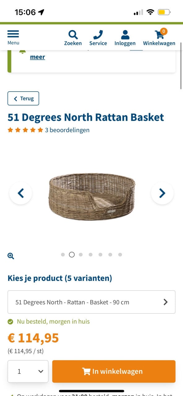 Prachtige rieten/rattan hondenmand | groot formaat