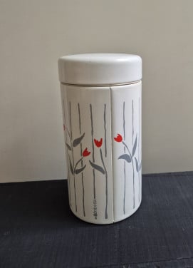 Vintage beschuitbus Brabantia  Metalen bus, creme wit