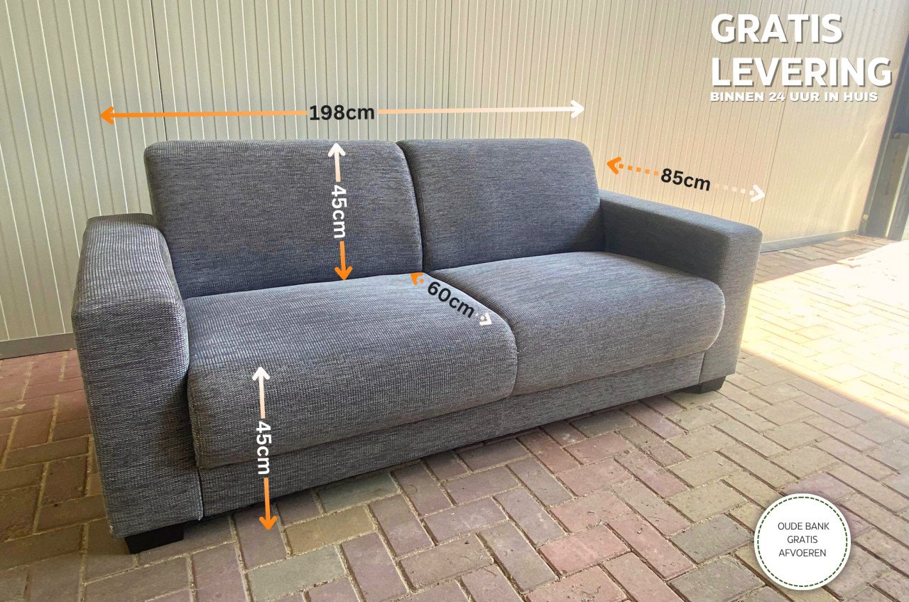 GRATIS LEVERING HEEL NL Moderne Grijs Stoffen 3-zits Bankstel