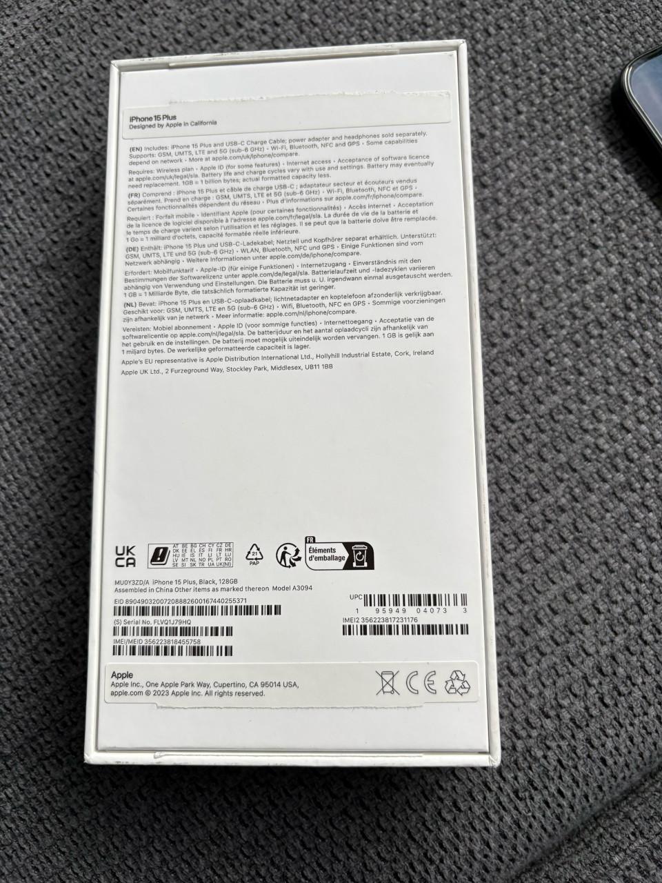 Iphone 15 plus zwart 128GB